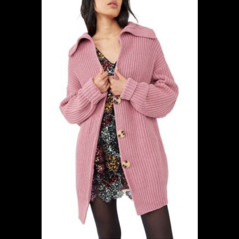 NWT Free People Swim Too Deep Cardi Size XS, S, M, or L Smoked Pink